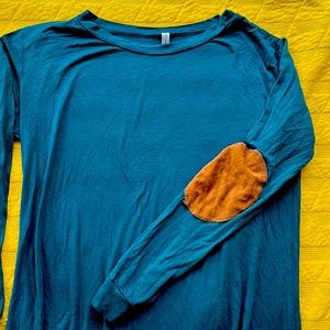 Green long sleeve shirt with “leather feel” elbow patches